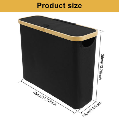 Nutshell Bamboo Toilet Paper Holder in sleek black design with convenient carrying handle