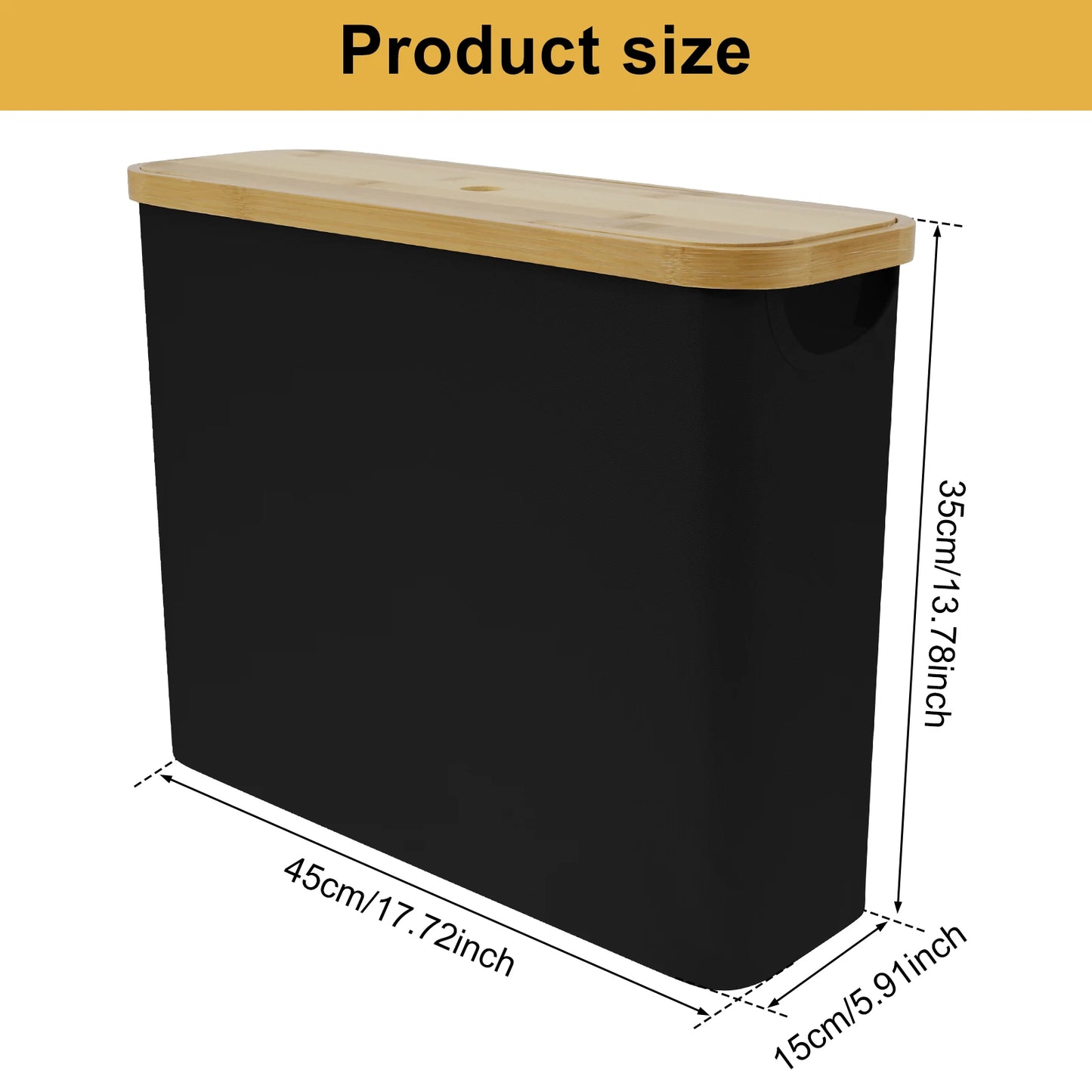 Nutshell Bamboo Toilet Paper Holder in sleek black with a stylish bamboo top for modern bathrooms