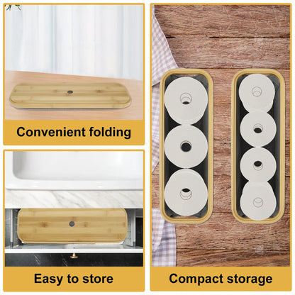 Nutshell Bamboo Toilet Paper Holder with convenient folding design for easy and compact storage