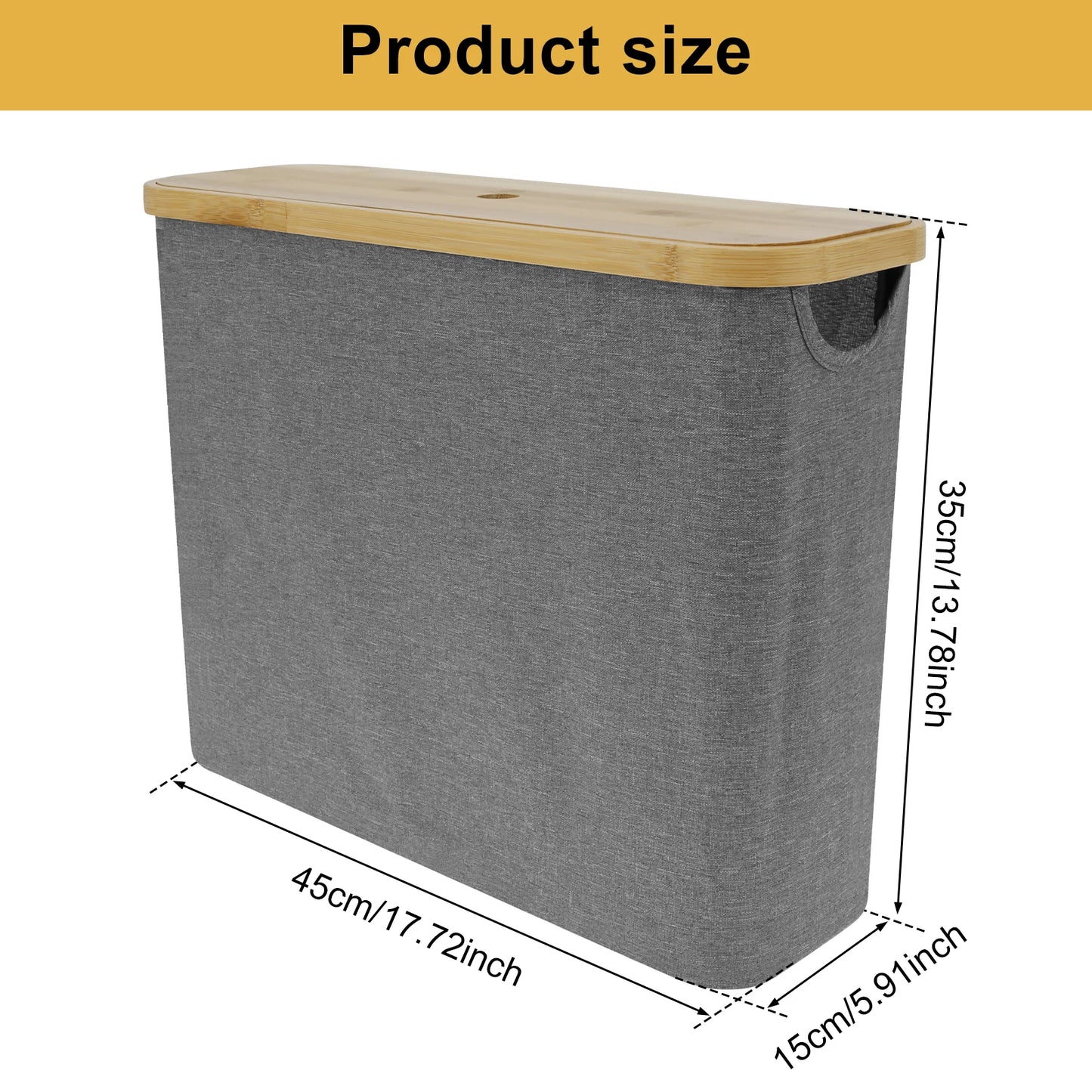 Bamboo Toilet Paper Holder with Grey Fabric Design and Easy Carry Handles for Stylish Bathroom Storage