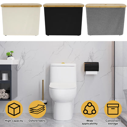 Bamboo Toilet Paper Holder in a stylish bathroom with space-saving design and high-capacity storage