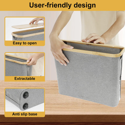 Bamboo Toilet Paper Holder with user-friendly design featuring easy open and extractable compartments