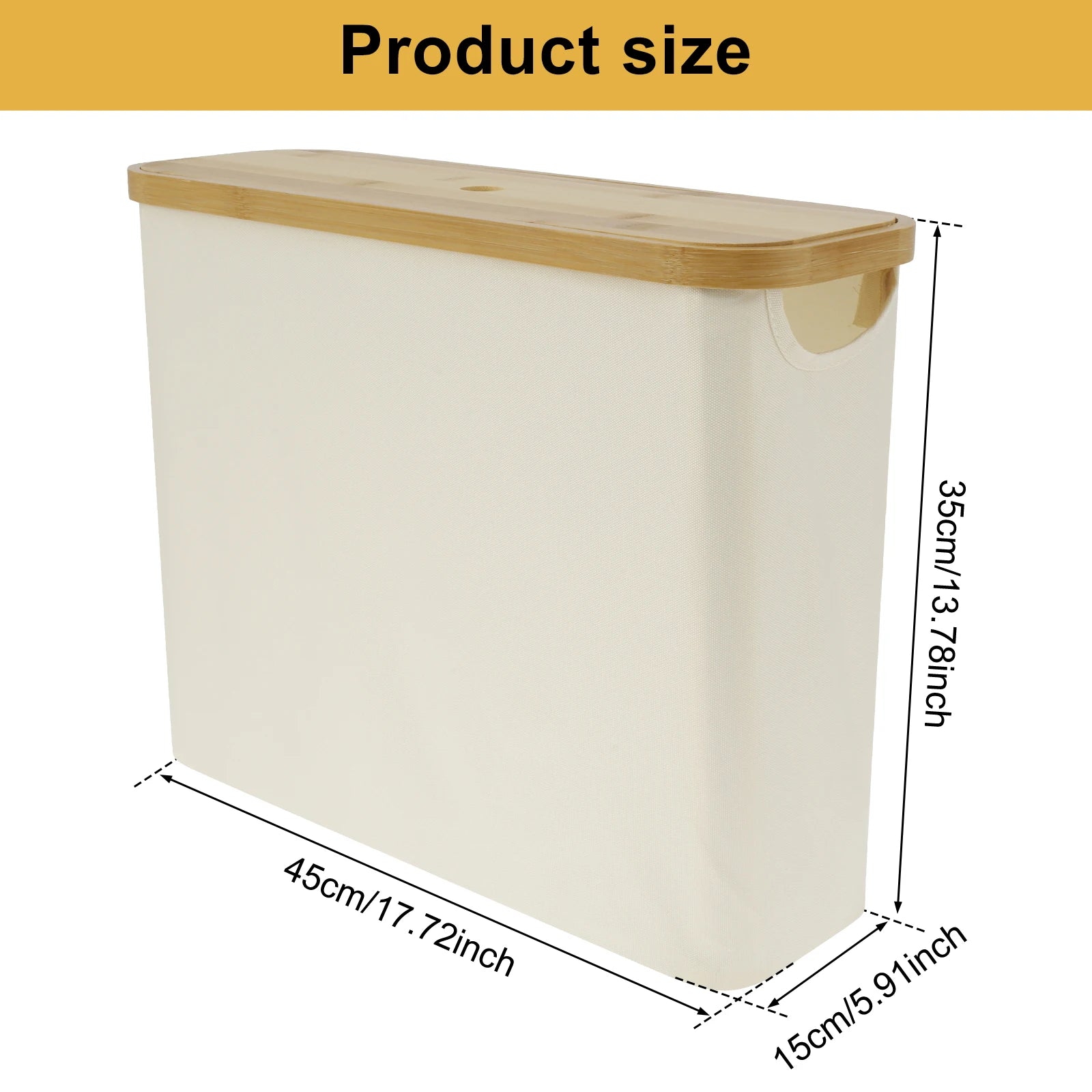 Bamboo Toilet Paper Holder with a sleek design, measuring 45cm by 35cm, perfect for organizing bathrooms