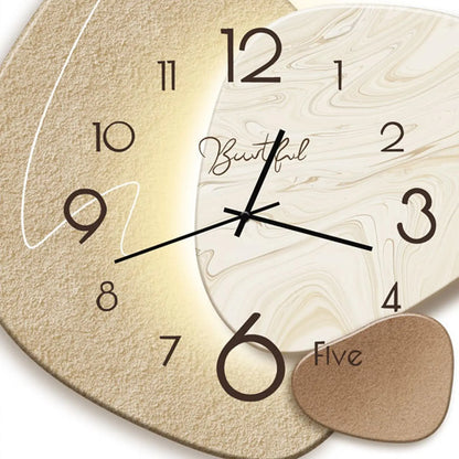 Nutshell Nordic wall clock with a unique design featuring a marble face and modern numbering