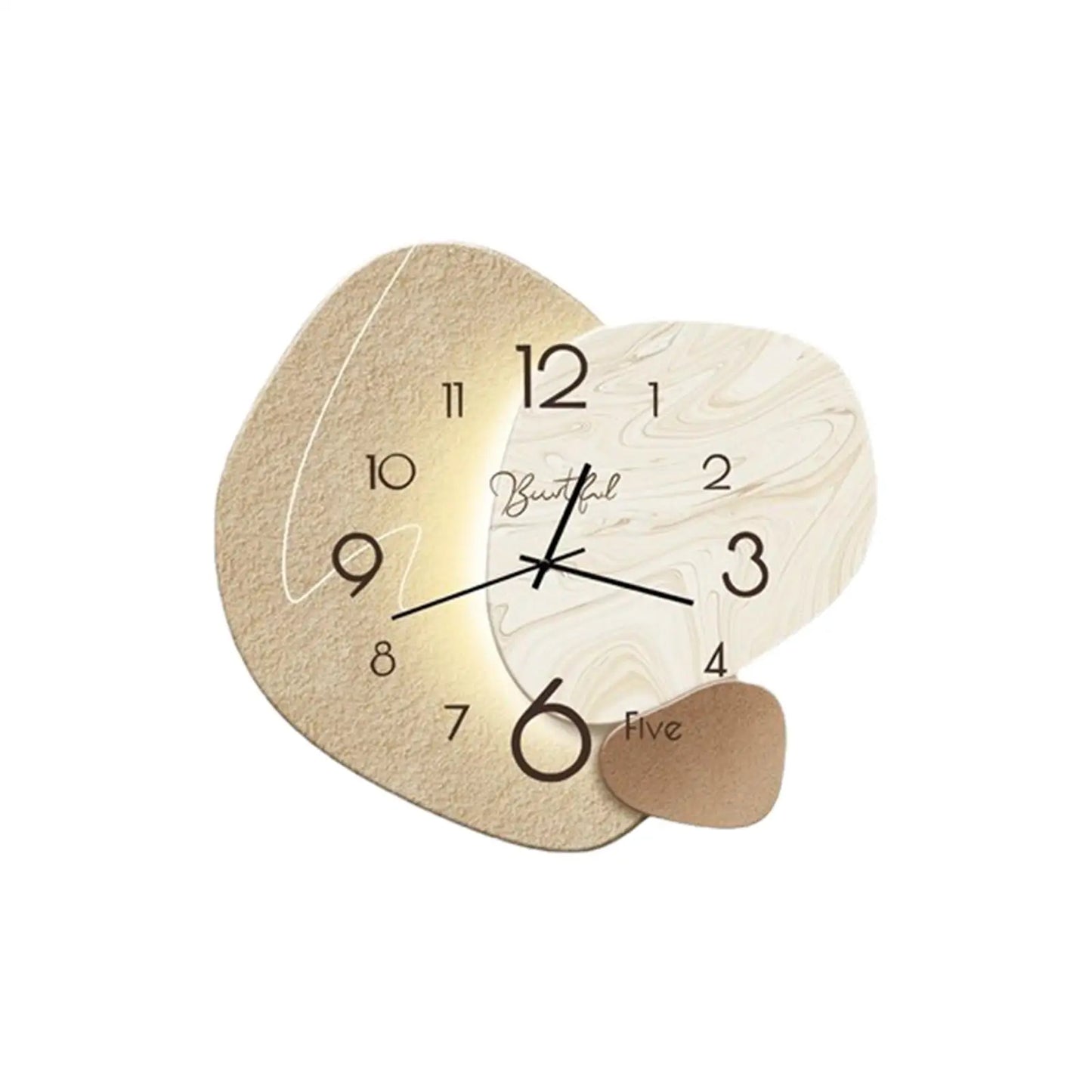 Nutshell Nordic wall clock with a unique abstract design and minimalist style for modern decor