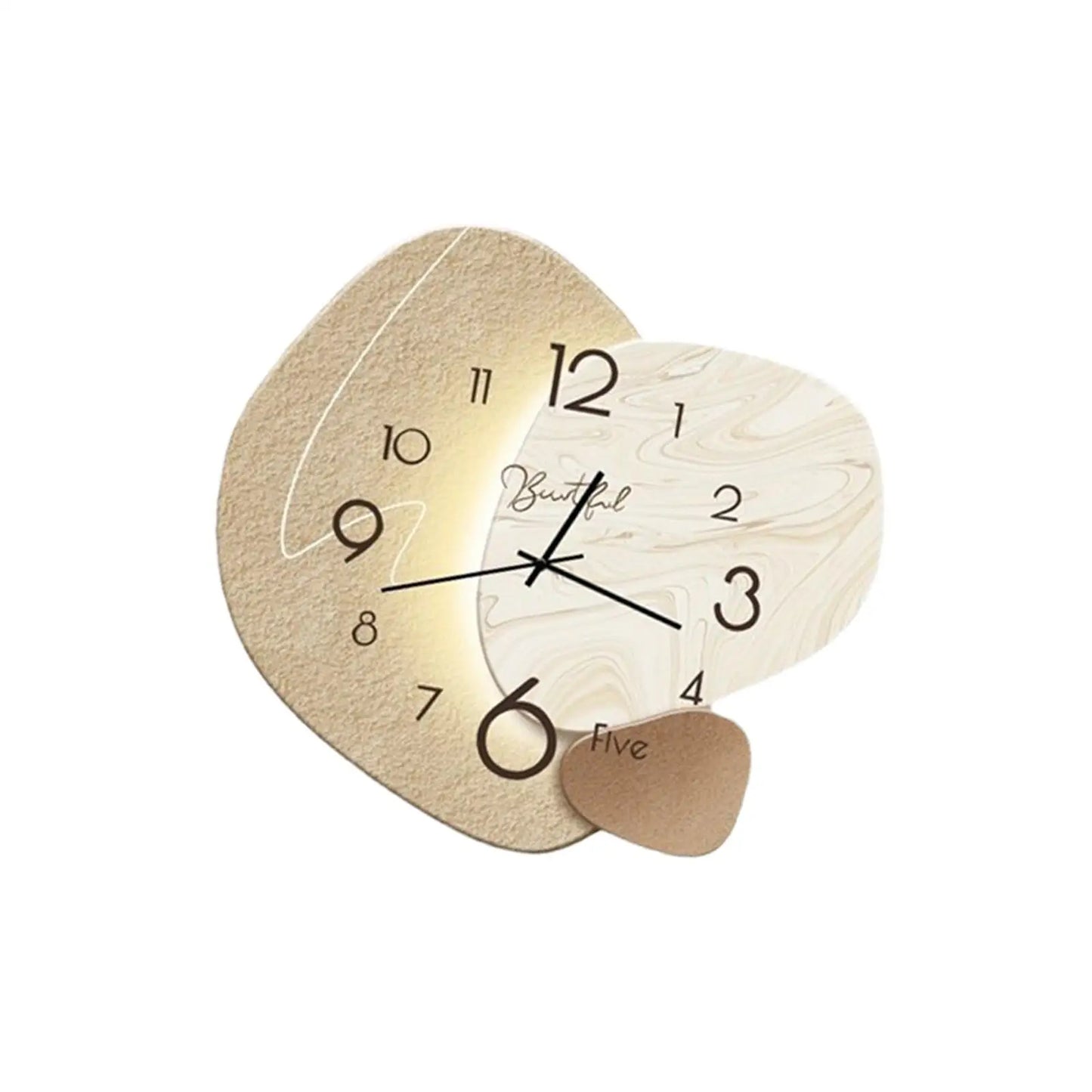 Nutshell Nordic wall clock featuring an artistic design with a light wood finish and minimalistic numbers