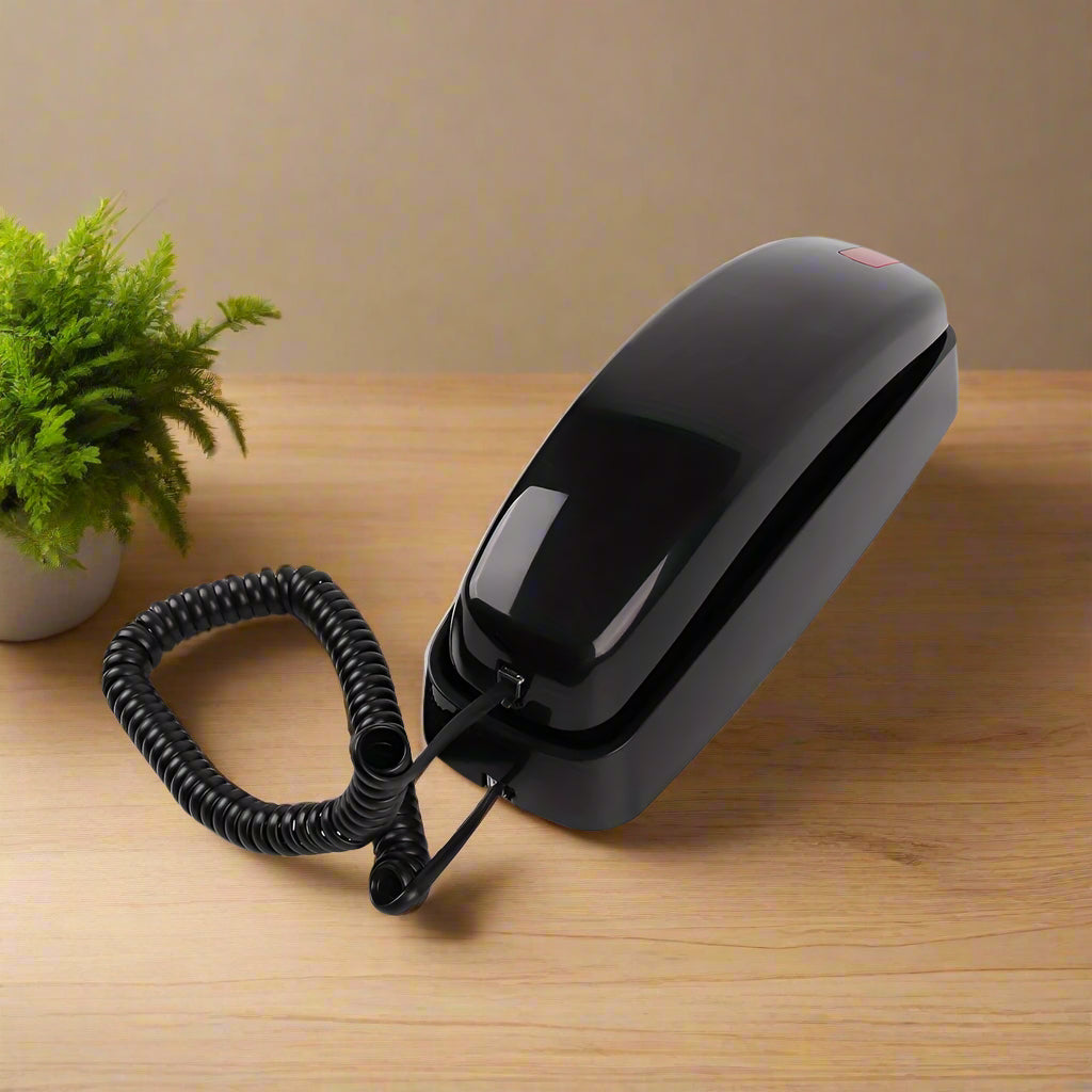 Nutshell Big Button Landline Wall Phone in sleek black design for easy dialing