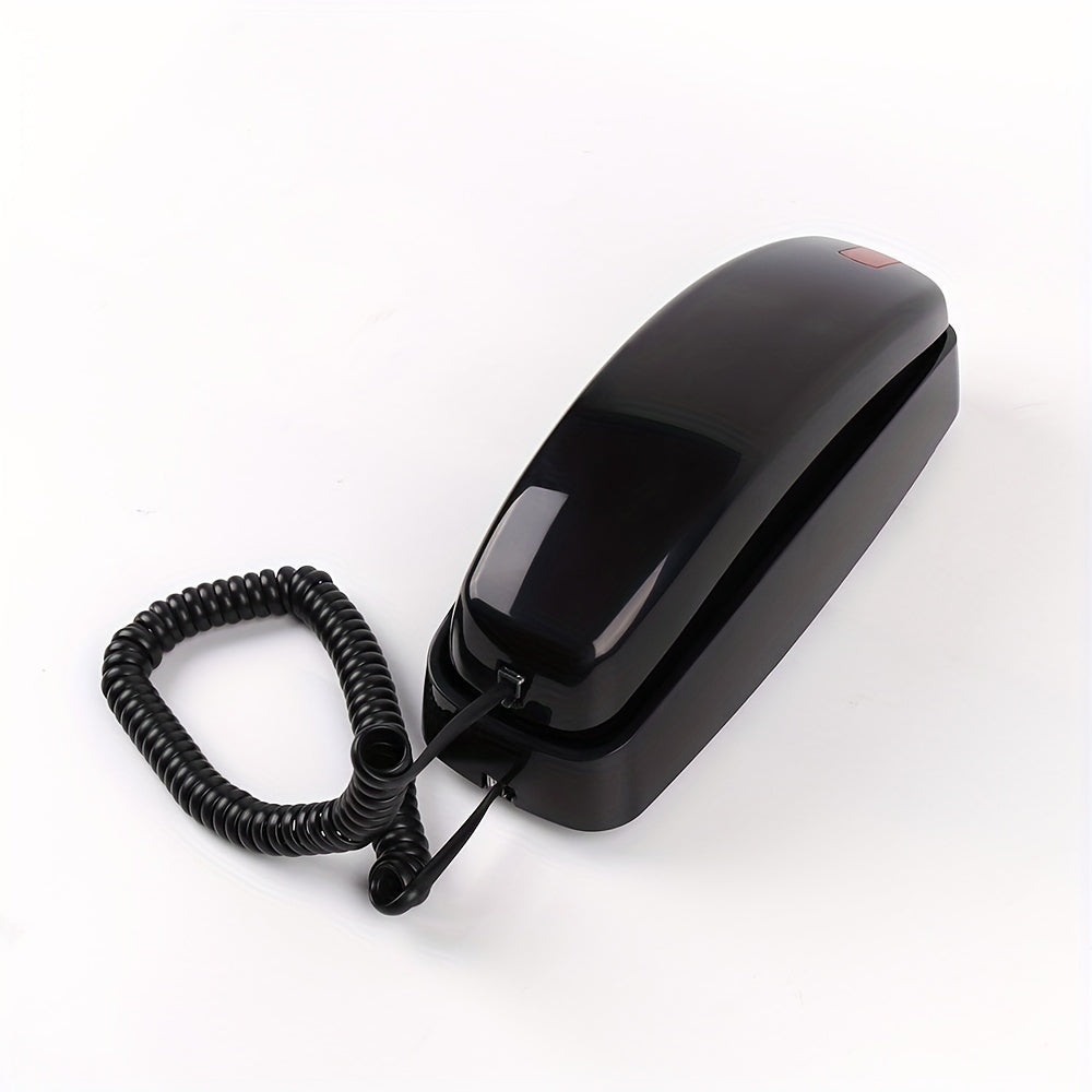 Nutshell Big Button Landline Wall Phone in sleek black design with coiled cord for easy access