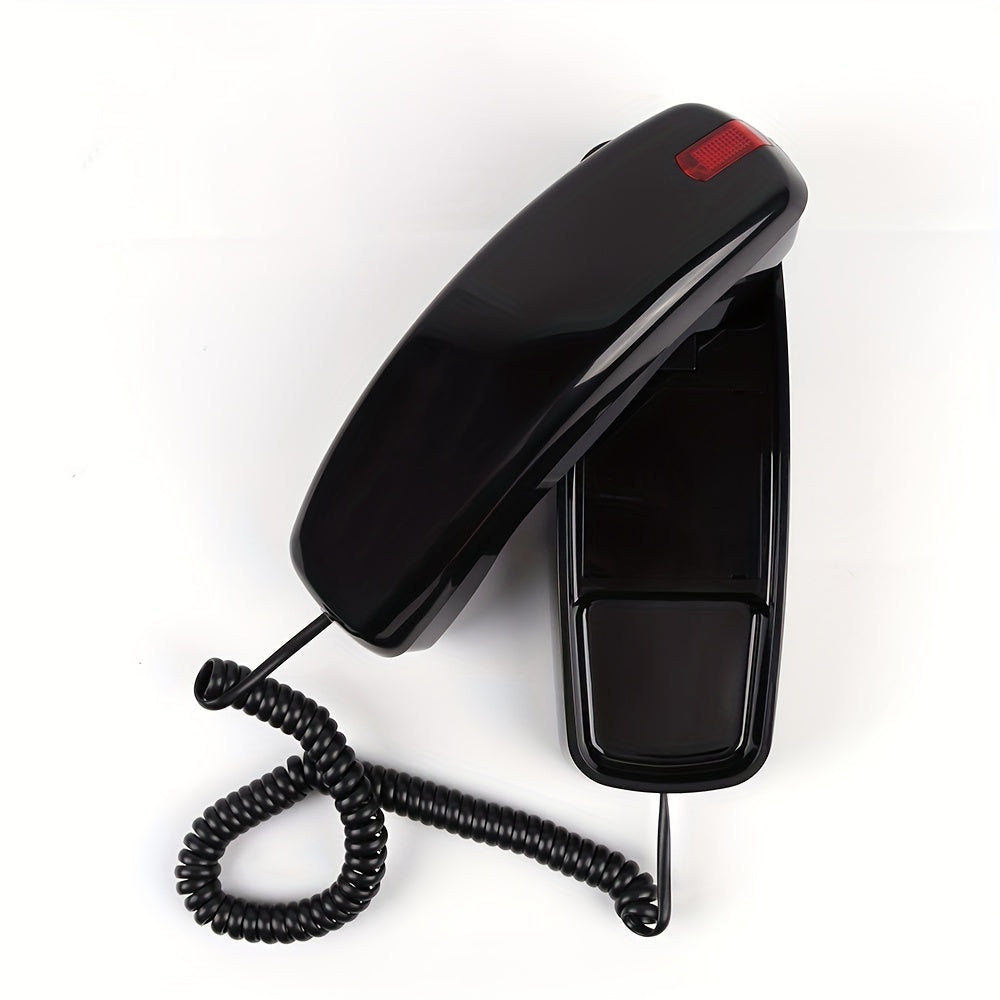 Nutshell Big Button Landline Wall Phone in black with a coiled cord for easy access