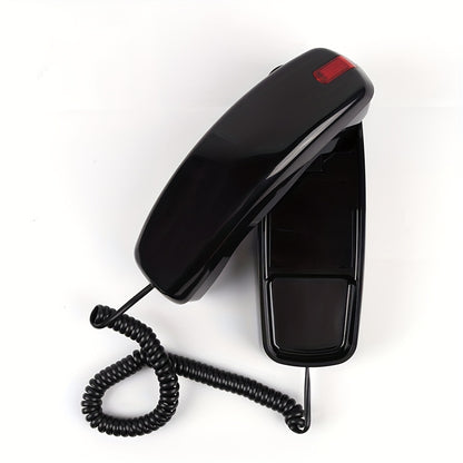 Nutshell Big Button Landline Wall Phone in black with a coiled cord for easy access