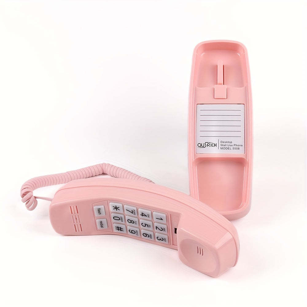 Nutshell Big Button Landline Wall Phone in Pink with Easy-to-Read Keypad for Convenient Use