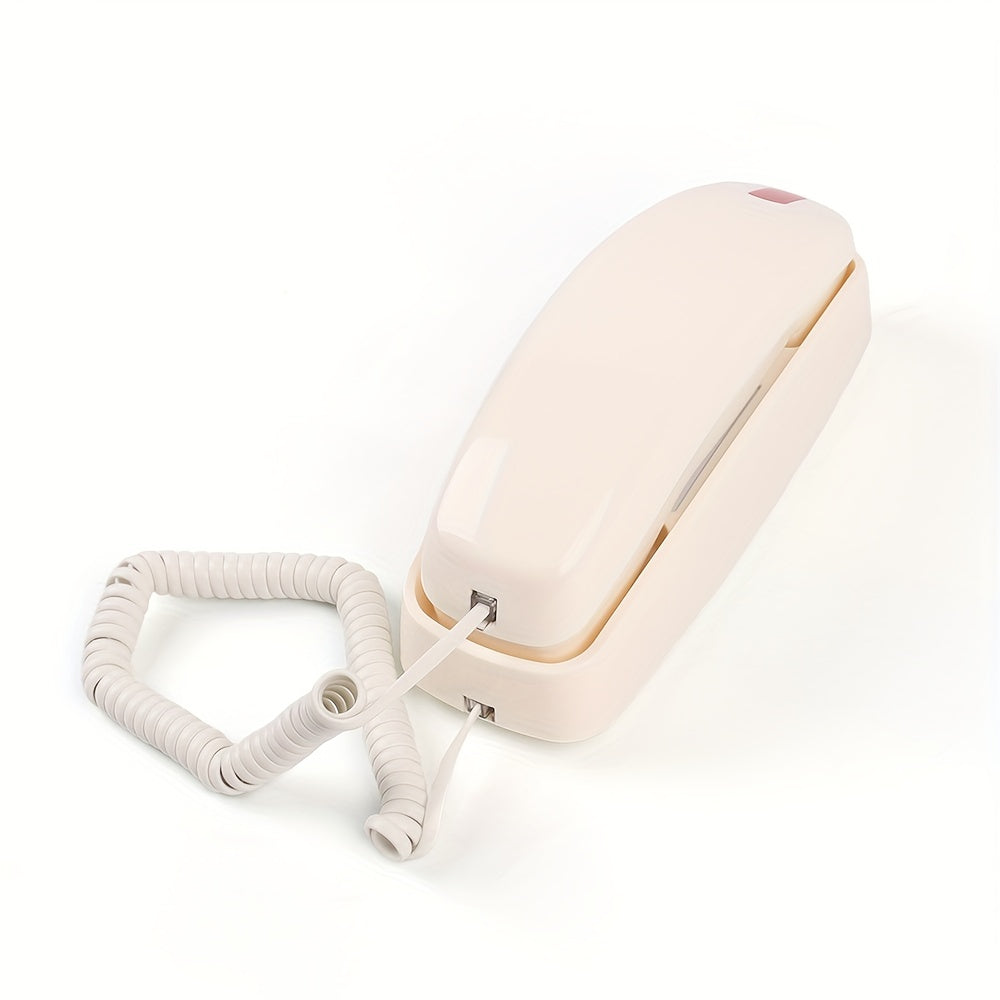 Nutshell Big Button Landline Wall Phone in ivory color with coiled cord for easy dialing