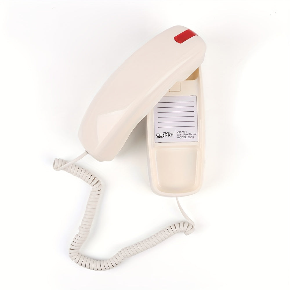 Nutshell Big Button Landline Wall Phone in cream color with a coiled cord for easy accessibility