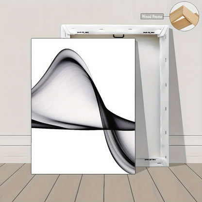 Nutshell black and white abstract wall art featuring fluid wave design on a sleek canvas