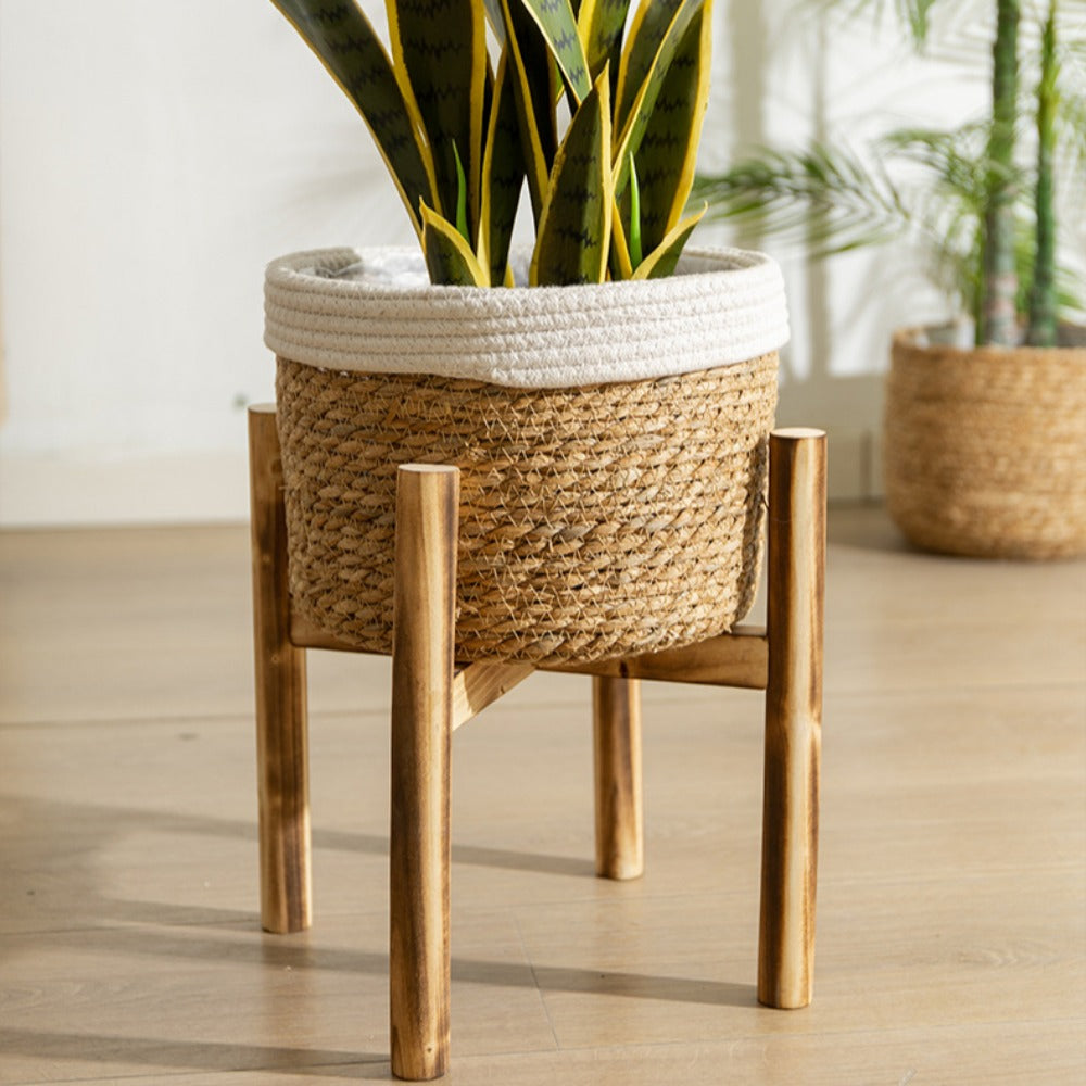 Bohemian Woven Planter With Legs made from natural materials, perfect for indoor plants