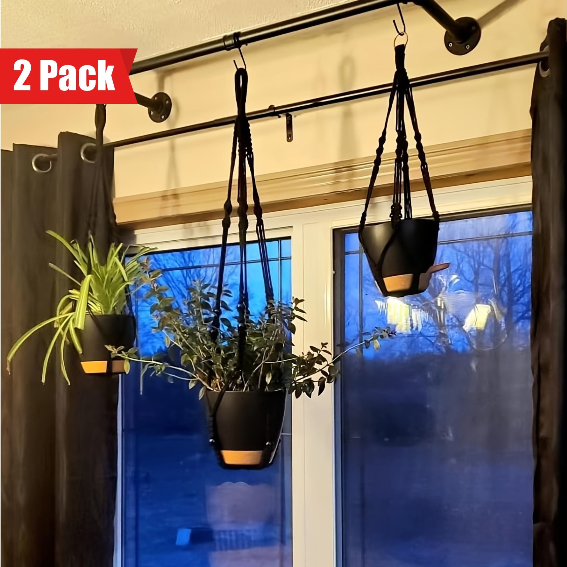 Nutshell Boho Macrame Plant Hangers Self-Watering Hanging Baskets showcasing plants indoors with modern design