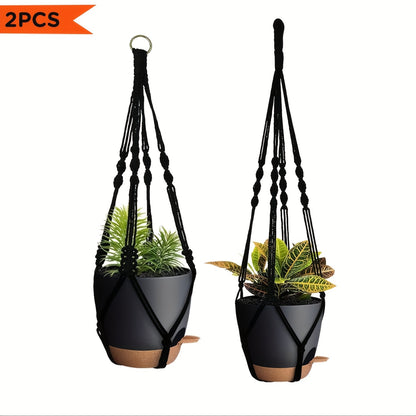 Nutshell Boho Macrame Plant Hangers Self-Watering Hanging Baskets with elegant design for indoor plants