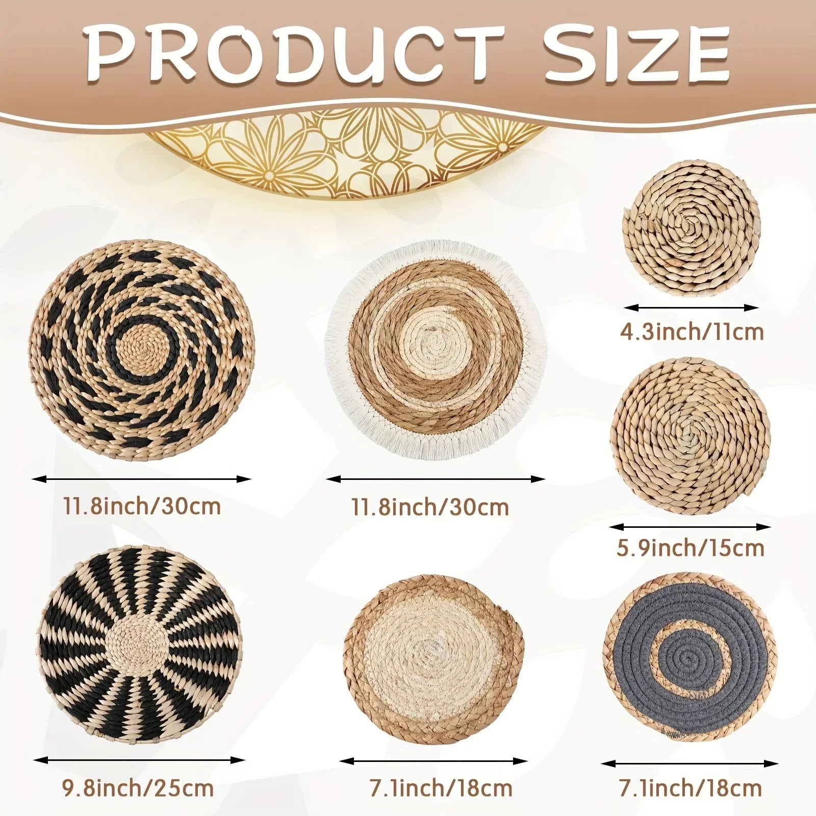 Boho seagrass wall baskets set in various sizes for stylish home decor