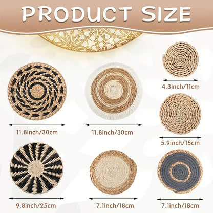 Boho seagrass wall baskets set in various sizes for stylish home decor