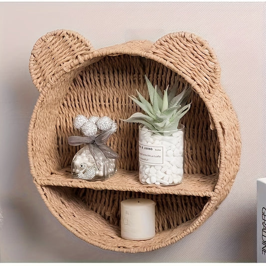Nutshell boho wall shelving unit with bear ears, perfect for children's nursery decor