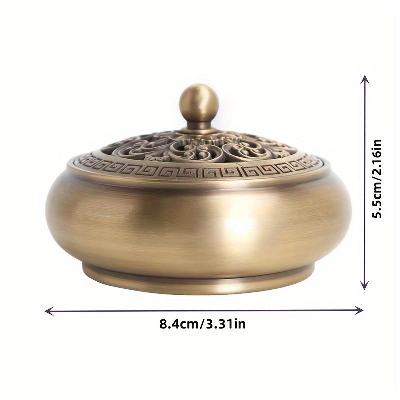 Elegant brass incense burner set with intricate lid design, perfect for home decoration and relaxation