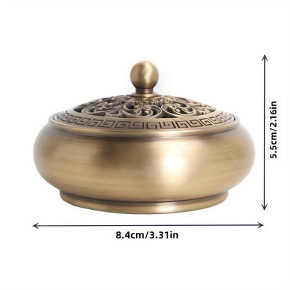 Elegant brass incense burner set with intricate lid design, perfect for home decoration and relaxation