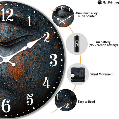 Nutshell Buddha wall clock for bedroom featuring a serene design with easy-to-read numbers and silent movement