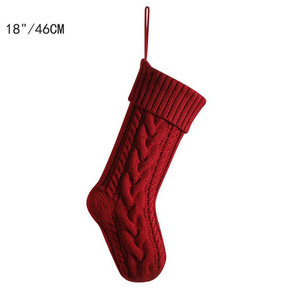 Red cable knit Christmas stockings measuring 18 inches for festive holiday décor