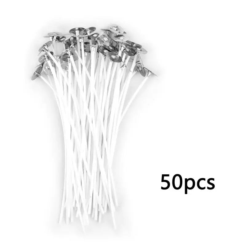 Nutshell pack of 50 pre-waxed candle wicks with metal tabs for easy candle making