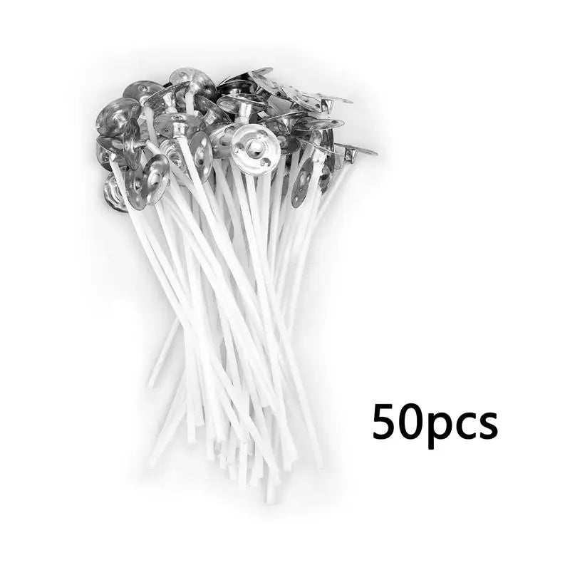 Nutshell pre-waxed candle wicks with metal sustainer tabs pack of 50 pieces for candle making