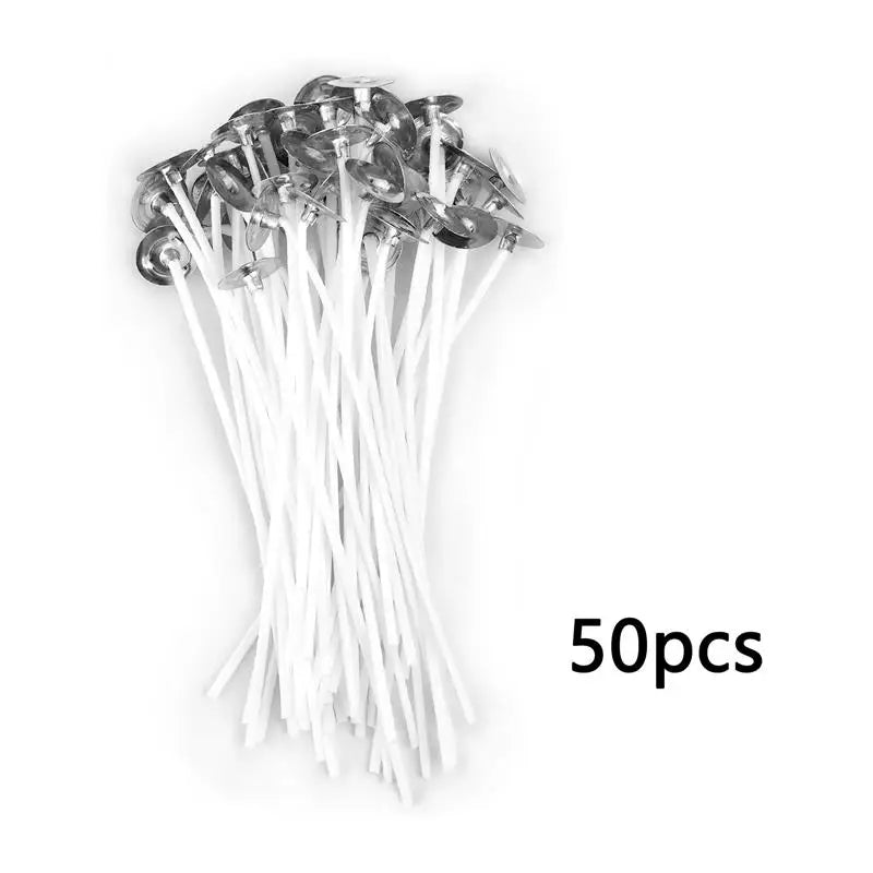 Nutshell pre-waxed candle wicks with metal sustainers 50 pieces for candle making
