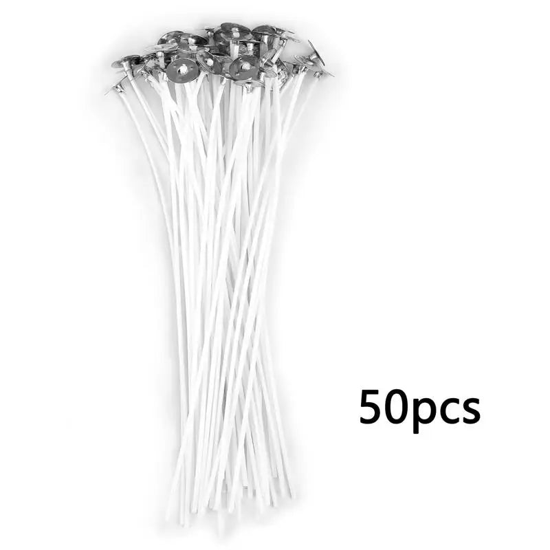 Nutshell pre-waxed candle wicks with metal tabs 50 pieces for candle making