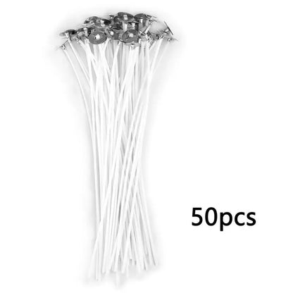 Nutshell pre-waxed candle wicks with metal tabs 50 pieces for candle making