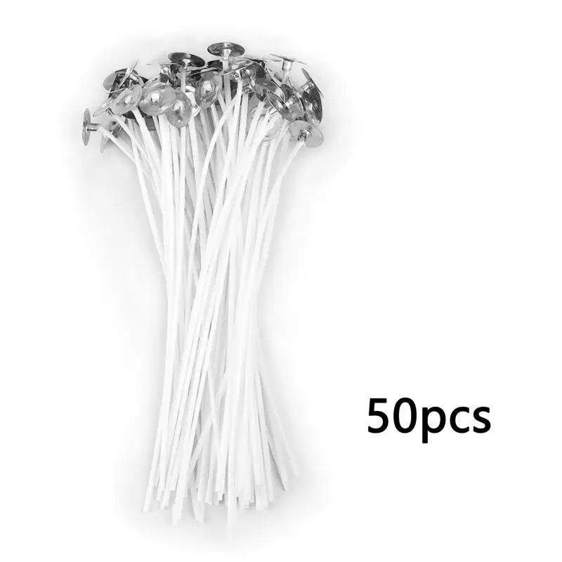 Nutshell 50pcs pre-waxed candle wicks with metal tabs for easy candle making