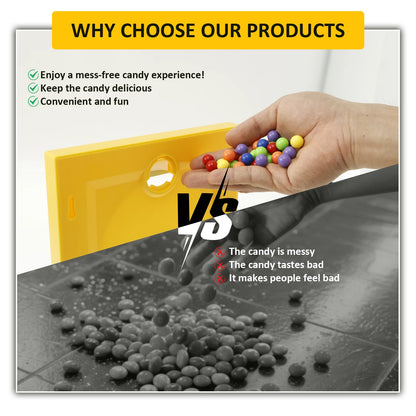 Nutshell candy dispenser picture frame showcasing a fun, mess-free candy experience comparison