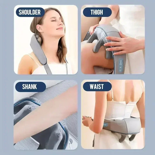 Nutshell 3D kneading neck massager with heat wearable gray multi use for shoulder thigh shank and waist
