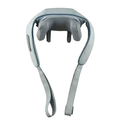 Nutshell 3D kneading neck massager with heat in gray ergonomic wrap design with dual straps and control buttons