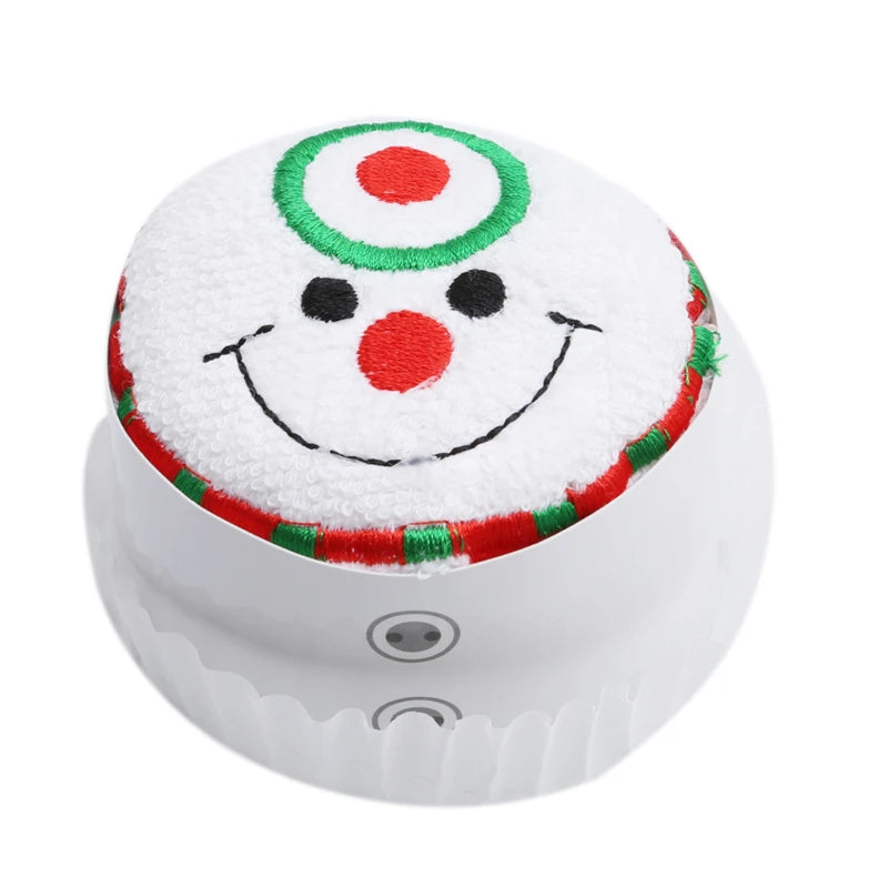 Christmas cake shaped hand towels featuring a smiling snowman design with festive colors