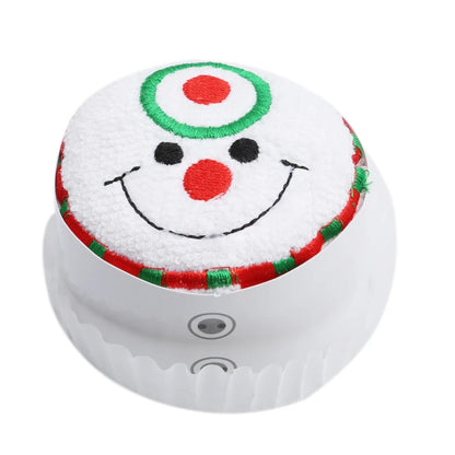 Christmas cake shaped hand towels featuring a smiling snowman design with festive colors