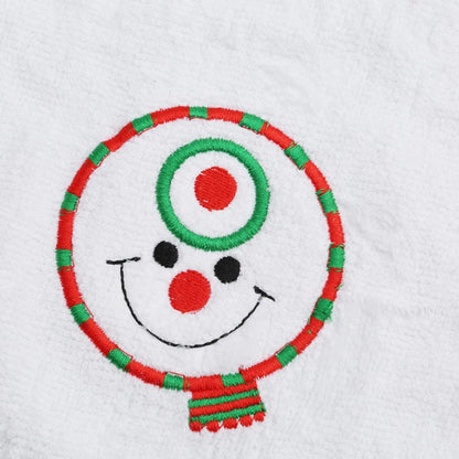 Christmas cake shaped hand towels featuring a cheerful snowman design with colorful embroidery