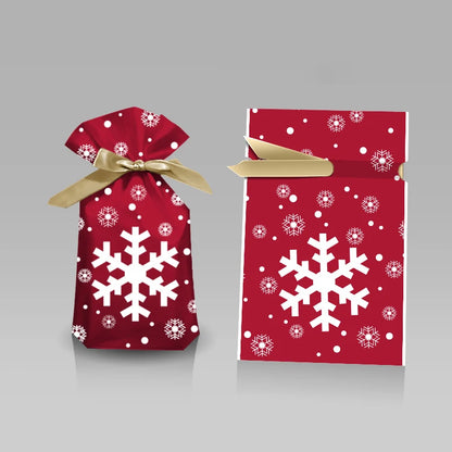 Nutshell Christmas candy gift bags with festive red and white snowflake designs for holiday celebrations
