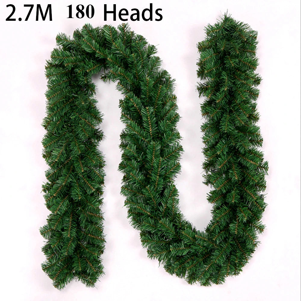 2.7M Christmas Garland with 180 heads for festive holiday decorations