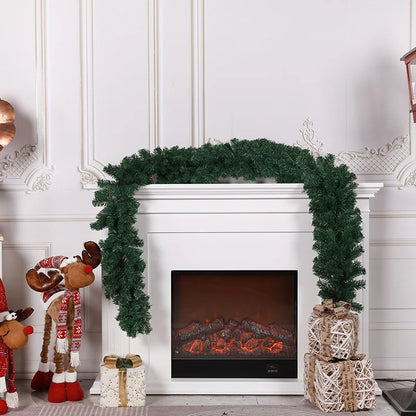 Nutshell Christmas Garland adorned on a white mantel with festive decorations and gifts