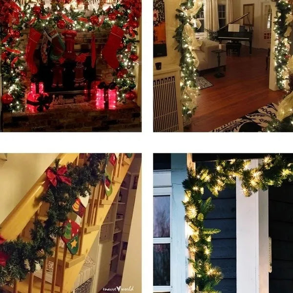 Decorative Christmas garland with lights elegantly enhancing festive home decor for the holiday season