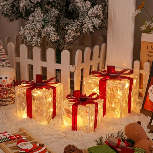 Nutshell Christmas gift box decorative lights with warm glow for festive holiday decor