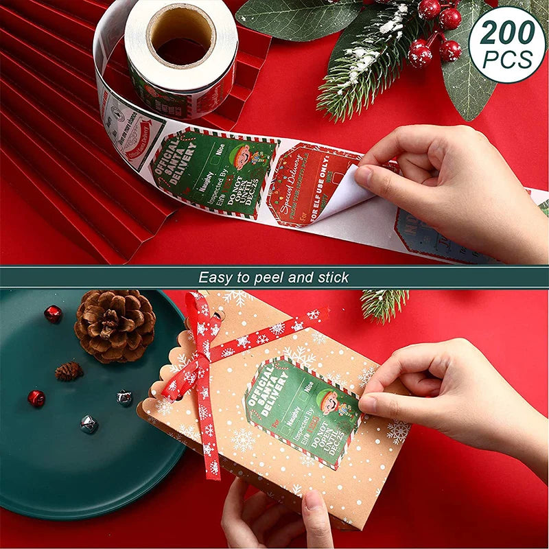 Nutshell Christmas Gift Tags Sticker Roll featuring easy peel and stick design, perfect for holiday gifts