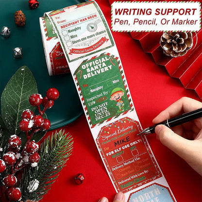 Nutshell Christmas Gift Tags Sticker Roll with Space for Writing Names and Delivery Details
