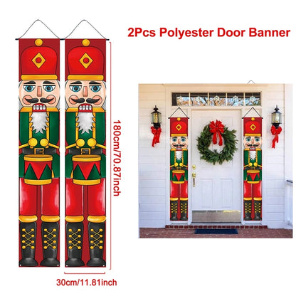 Christmas Hanging Door Banner featuring nutcracker designs, perfect for festive holiday decor