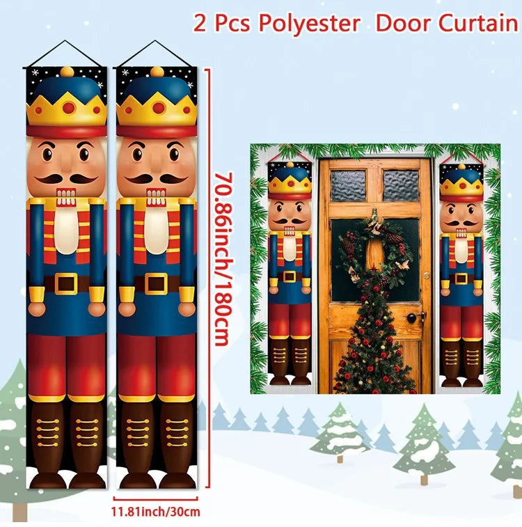 Christmas Hanging Door Banner featuring nutcracker soldiers in vibrant colors for festive decor