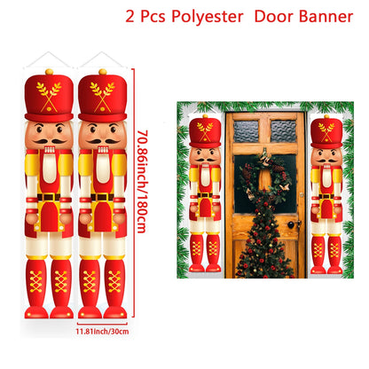 Christmas Hanging Door Banner featuring two tall nutcracker soldiers for festive home decor